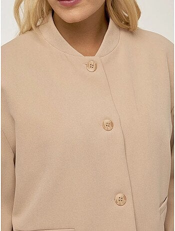 Veste courte à double poche et col universitaire