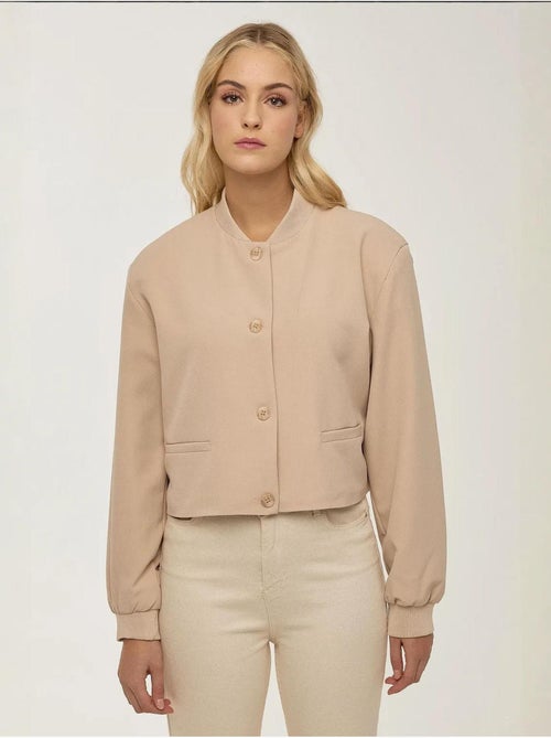 Veste courte à double poche et col universitaire - Kiabi