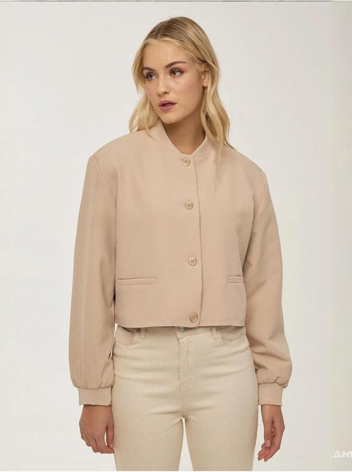 Veste courte à double poche et col universitaire - Kiabi
