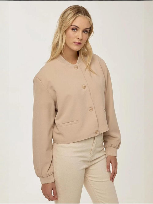 Veste courte à double poche et col universitaire - Kiabi