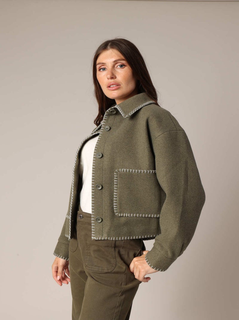 Veste courte au style bohème 'Deeluxe' Vert kaki clair - Kiabi