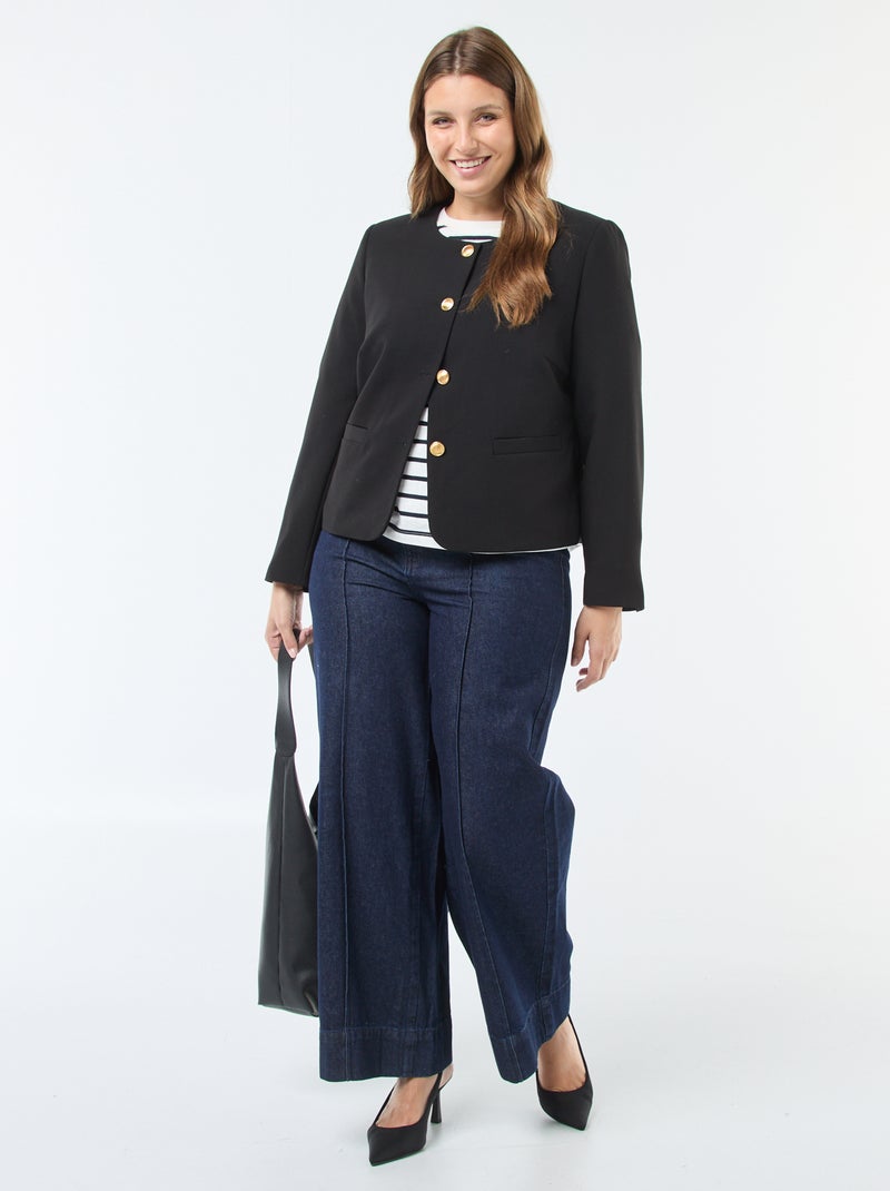 Veste courte avec boutons rétro Noir - Kiabi