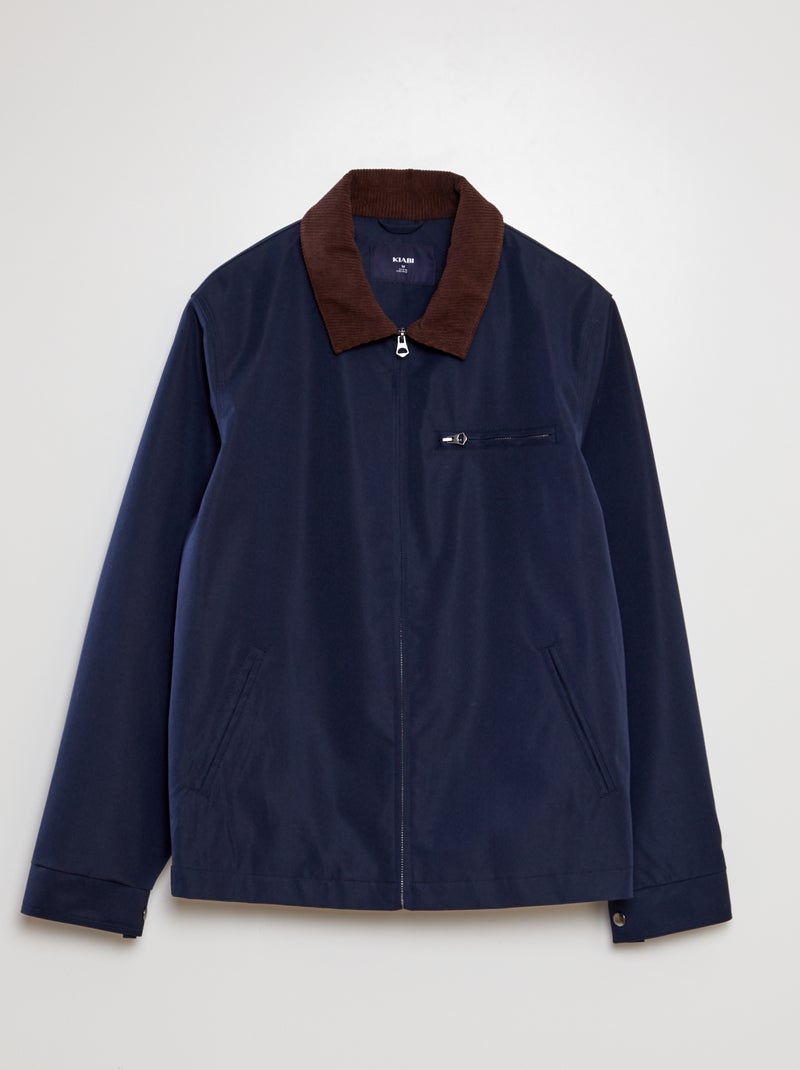 Veste courte avec col en velours Bleu - Kiabi