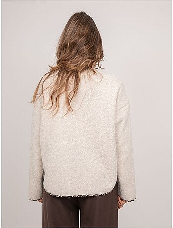 Veste courte bouclée biais léopard ubila