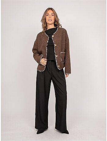 Veste courte bouclée biais léopard ubila