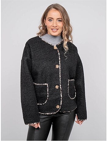 Veste courte bouclée biais léopard ubila