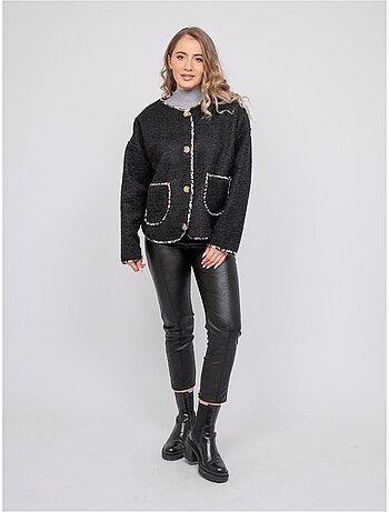 Veste courte bouclée biais léopard ubila
