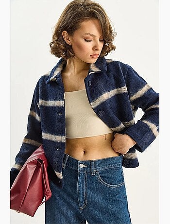 Veste courte boutonnée à rayures texturées lucci
