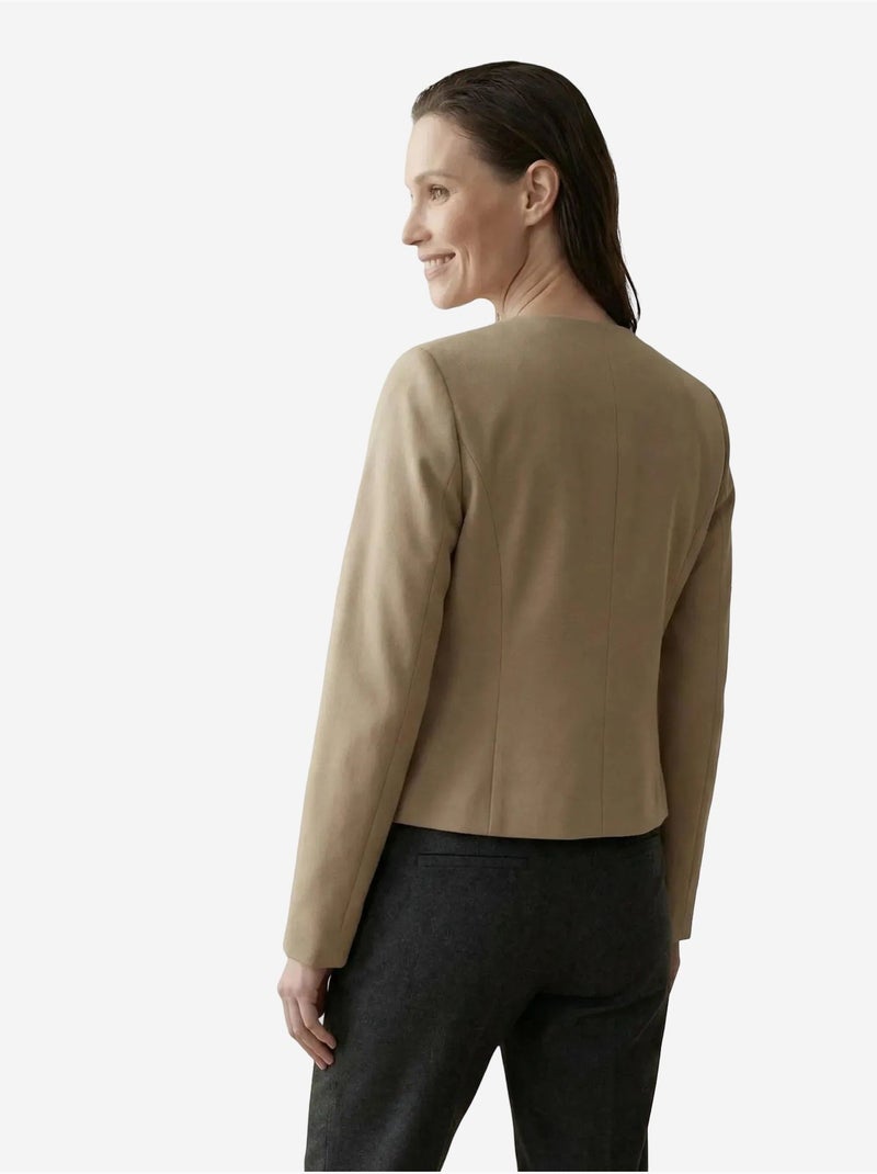 Veste courte boutonnée en tweed my fashion Camel - Kiabi