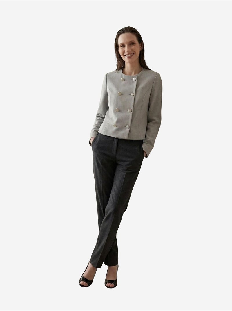 Veste courte boutonnée en tweed my fashion Gris - Kiabi