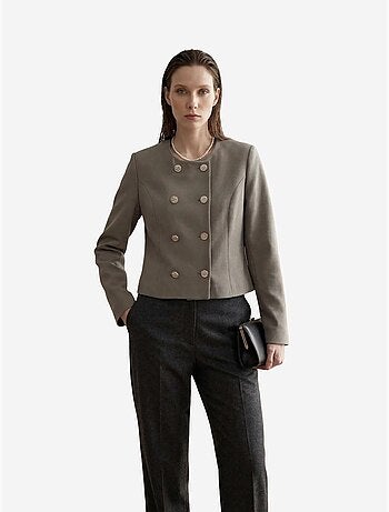 Veste courte boutonnée en tweed my fashion