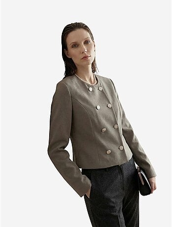 Veste courte boutonnée en tweed my fashion