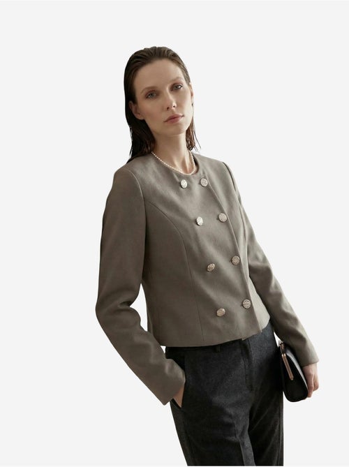 Veste courte boutonnée en tweed my fashion - Kiabi Veste courte boutonnée en tweed my fashion - Kiabi