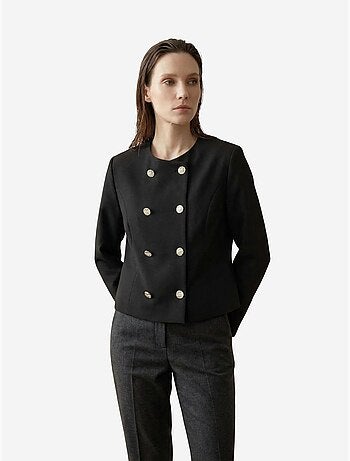 Veste courte boutonnée en tweed my fashion