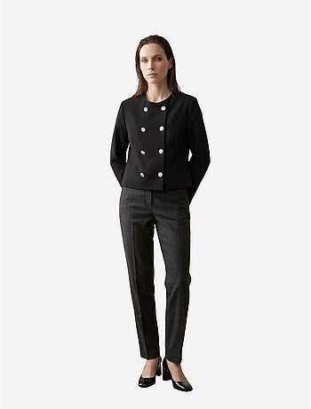 Veste courte boutonnée en tweed my fashion
