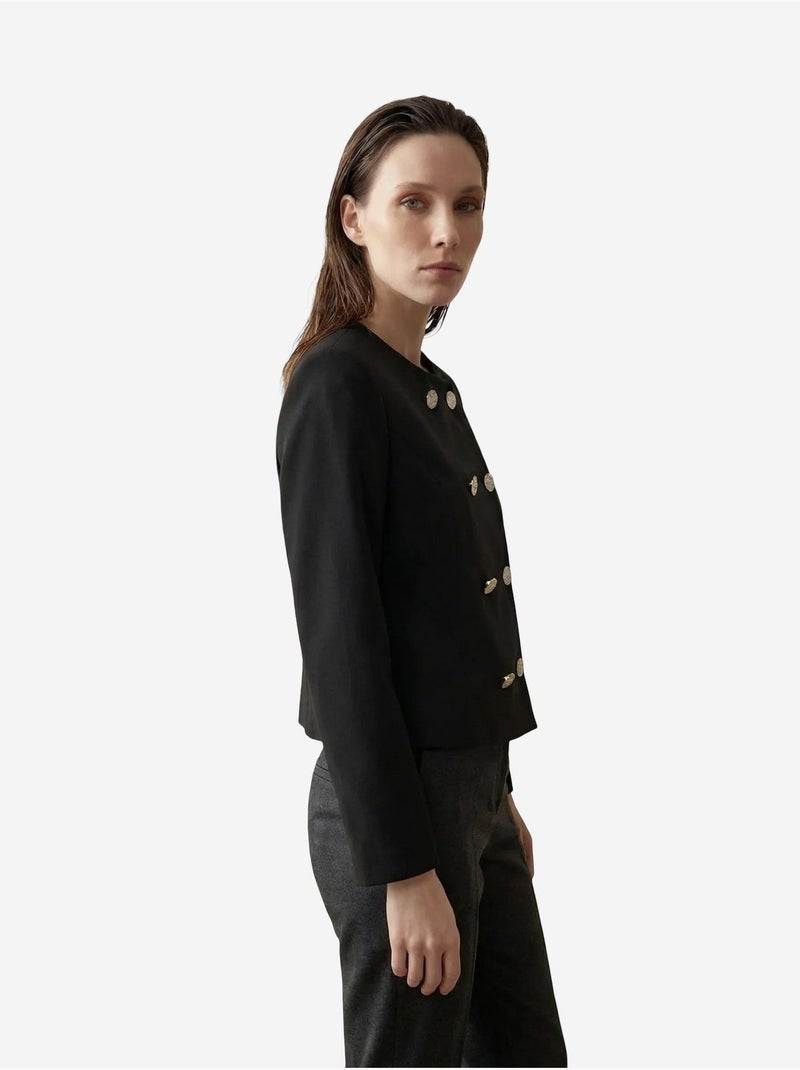 Veste courte boutonnée en tweed my fashion Noir - Kiabi