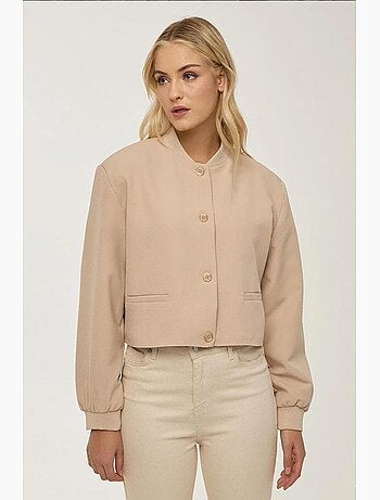 Veste courte col universitaire double poche hiccup