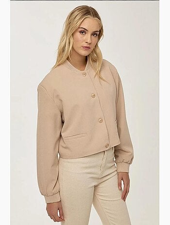 Veste courte col universitaire double poche hiccup