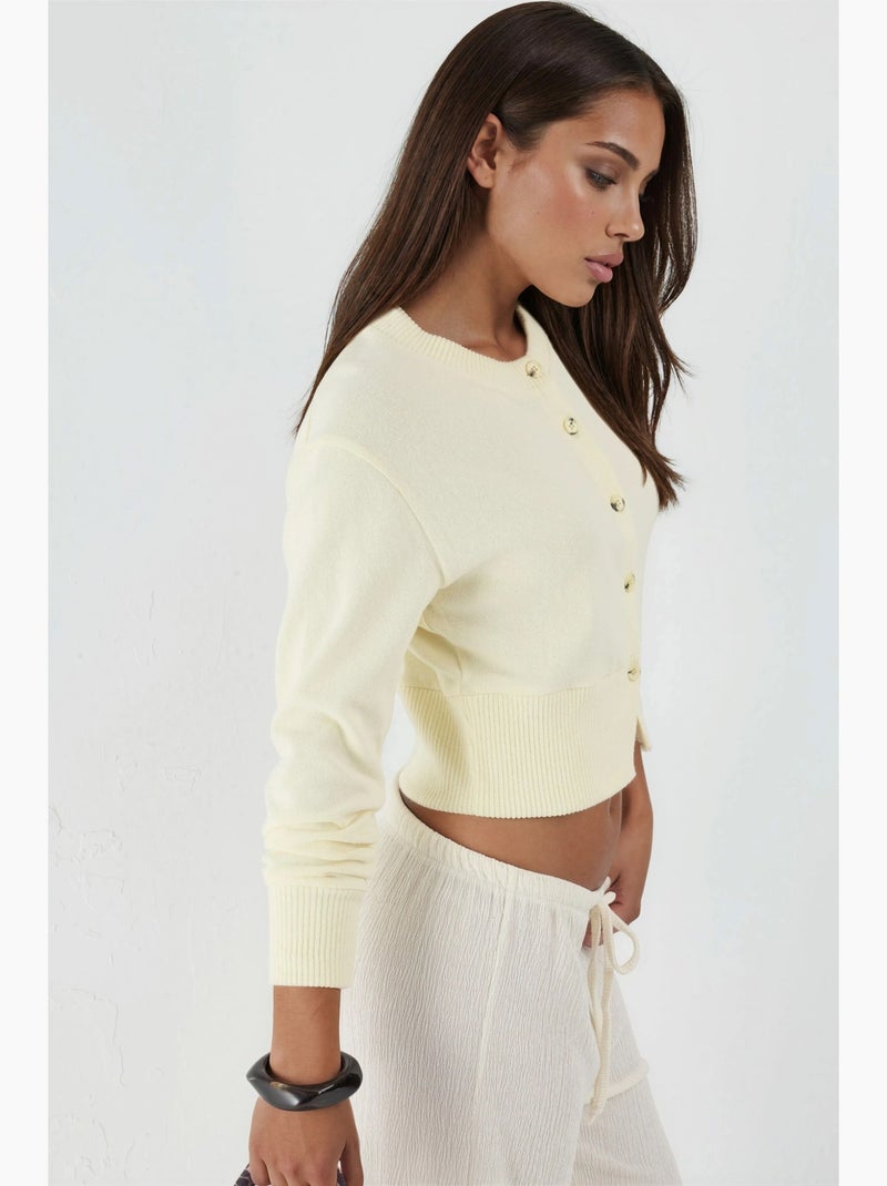 Veste courte décontractée avec fermeture à boutons busem Jaune citron - Kiabi