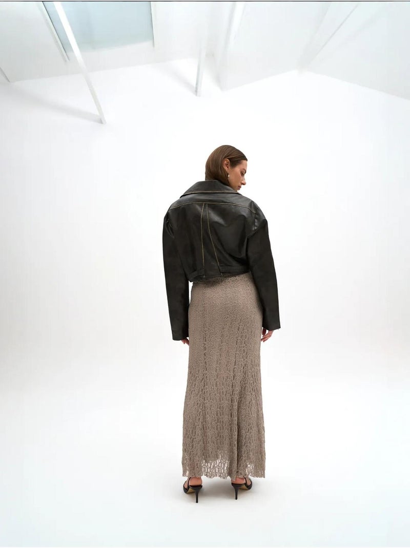 Veste courte décontractée en similicuir mai destroyed mai studios Gris Noir - Kiabi
