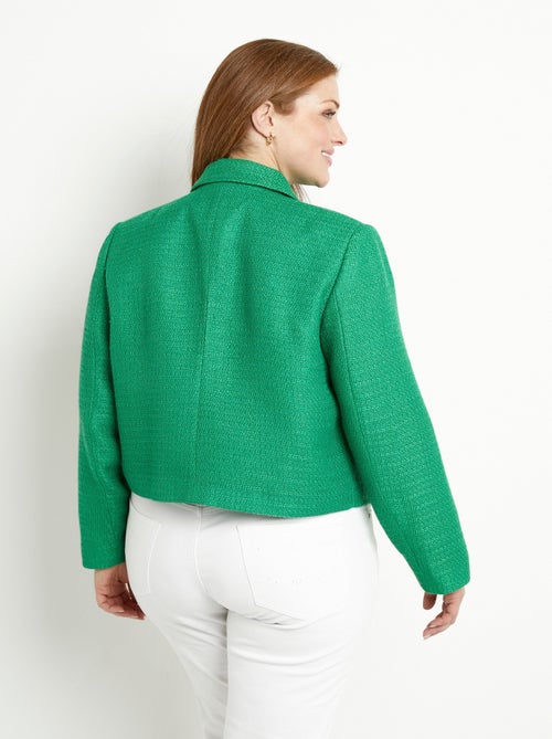 Veste courte droite boutonnée tissu natté uni - Afibel - Kiabi