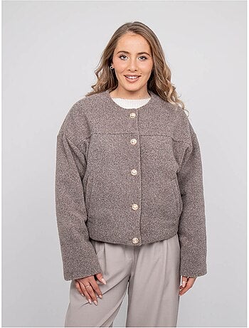 Veste courte effet laine boutons dorés uwari