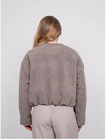 Veste courte effet laine boutons dorés uwari