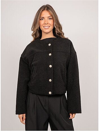 Veste courte effet laine boutons dorés uwari