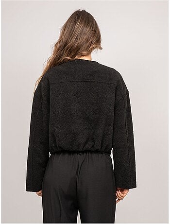 Veste courte effet laine boutons dorés uwari