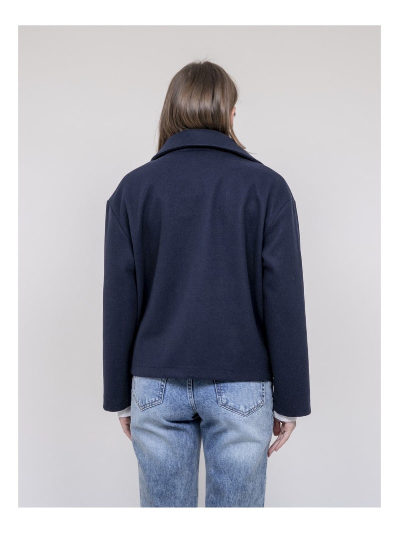 Veste courte effet laine UPARLIE Bleu marine - Kiabi