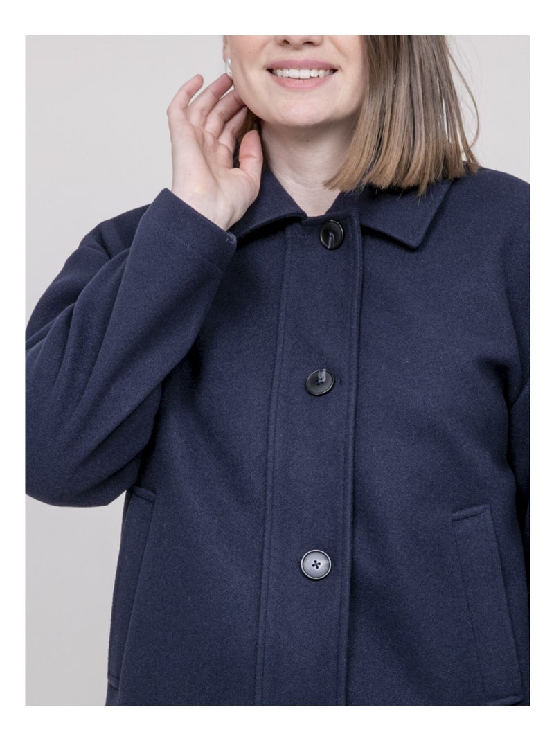 Veste courte effet laine UPARLIE Bleu marine - Kiabi