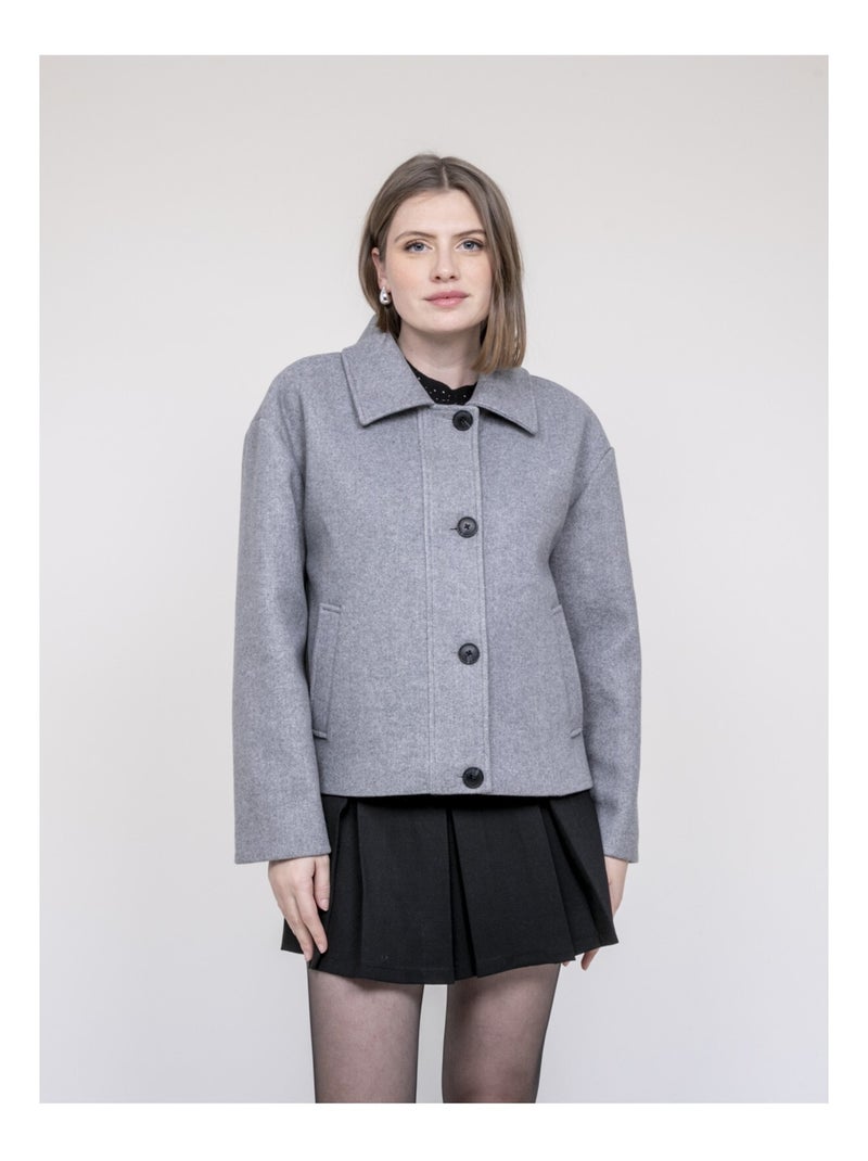 Veste courte effet laine UPARLIE Gris - Kiabi