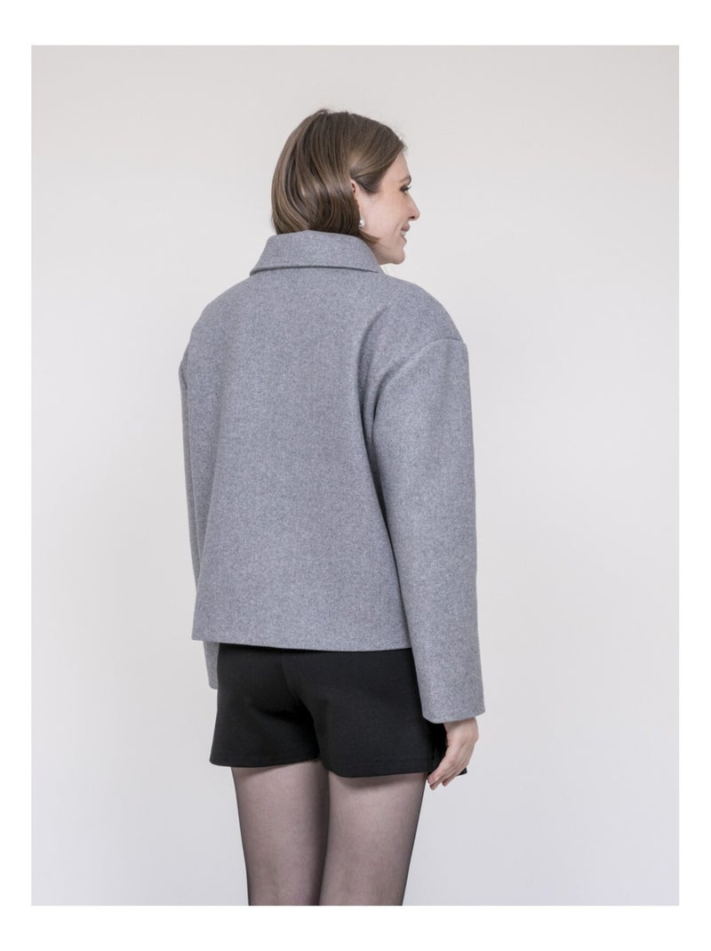 Veste courte effet laine UPARLIE Gris - Kiabi