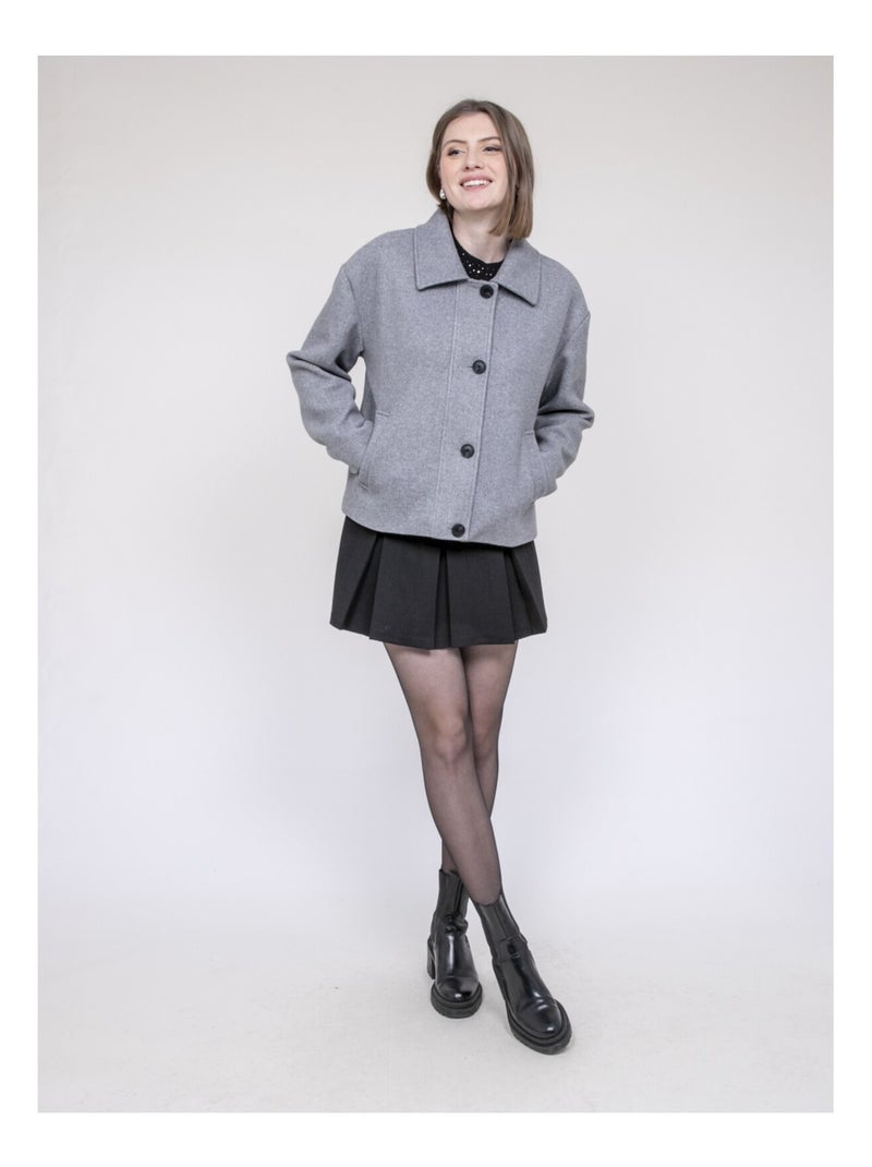 Veste courte effet laine UPARLIE Gris - Kiabi
