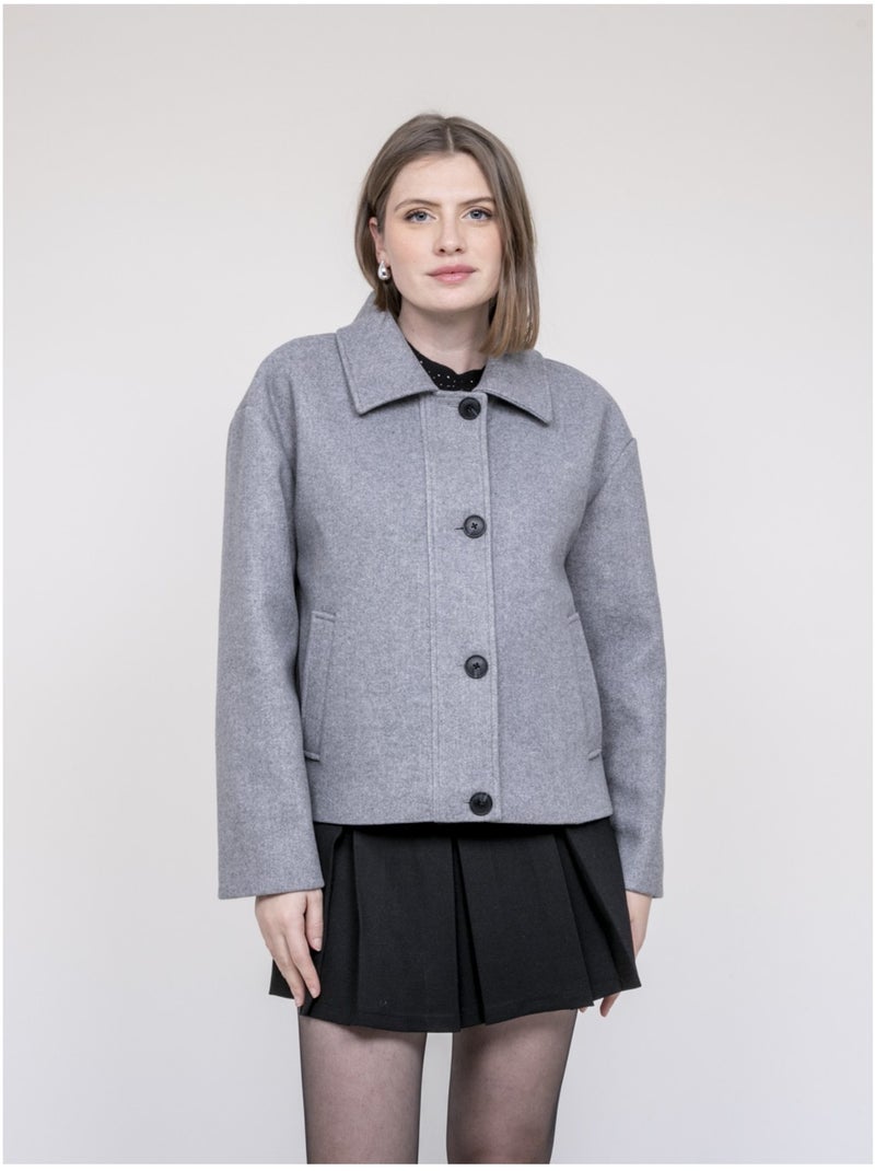 Veste courte effet laine UPARLIE Gris - Kiabi