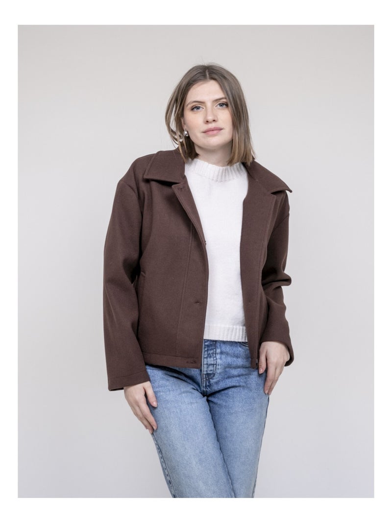 Veste courte effet laine UPARLIE Marron - Kiabi