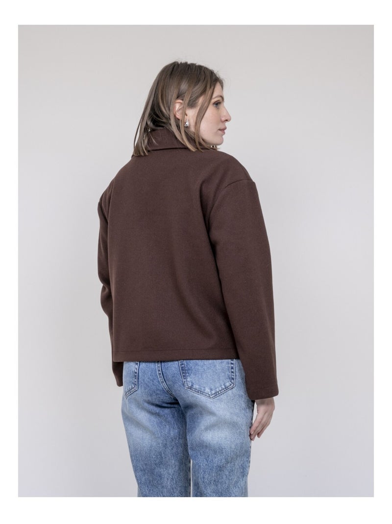 Veste courte effet laine UPARLIE Marron - Kiabi