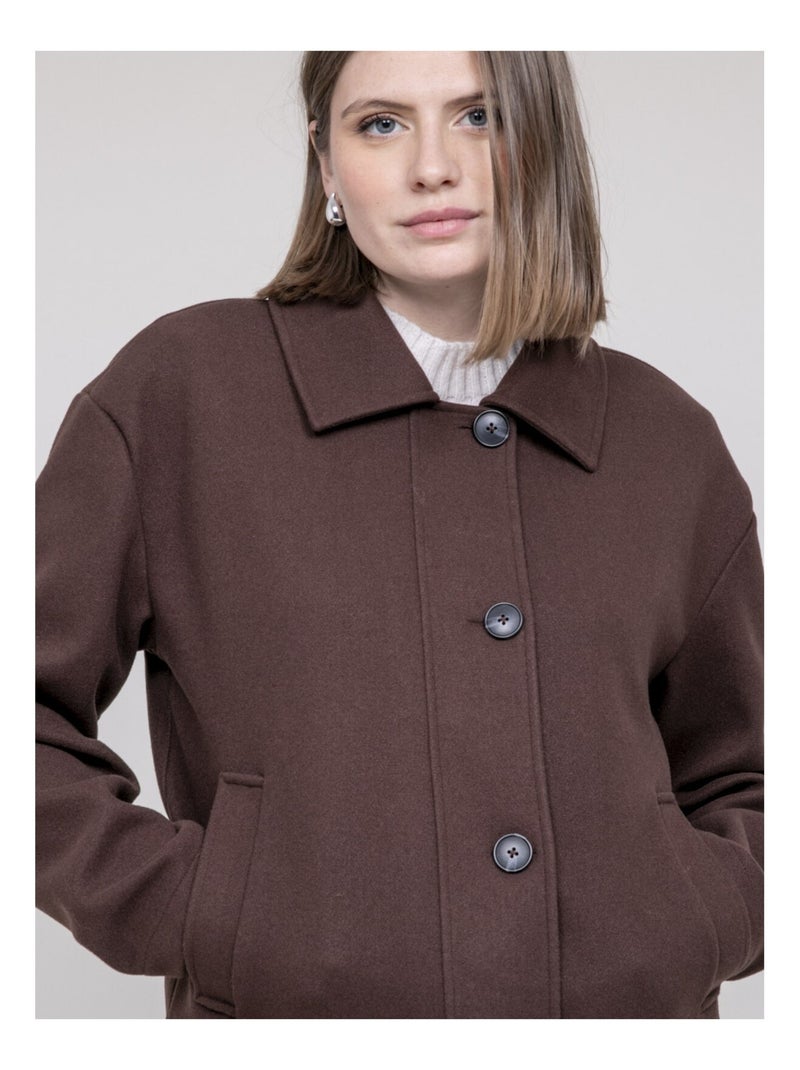 Veste courte effet laine UPARLIE Marron - Kiabi