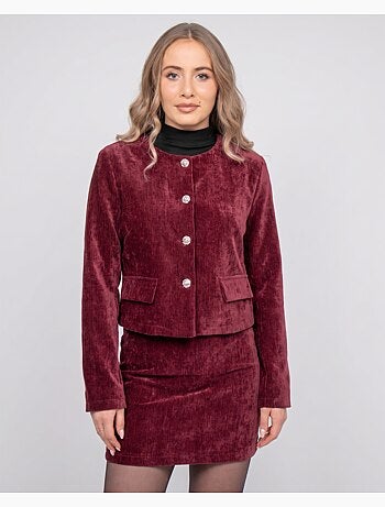 Veste courte effet velours boutons bijoux uxelle