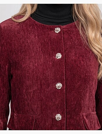 Veste courte effet velours boutons bijoux uxelle
