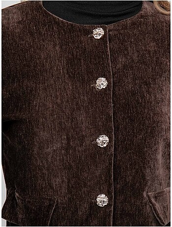 Veste courte effet velours boutons bijoux uxelle