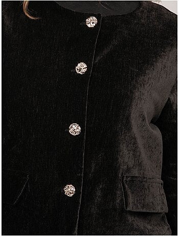 Veste courte effet velours boutons bijoux uxelle