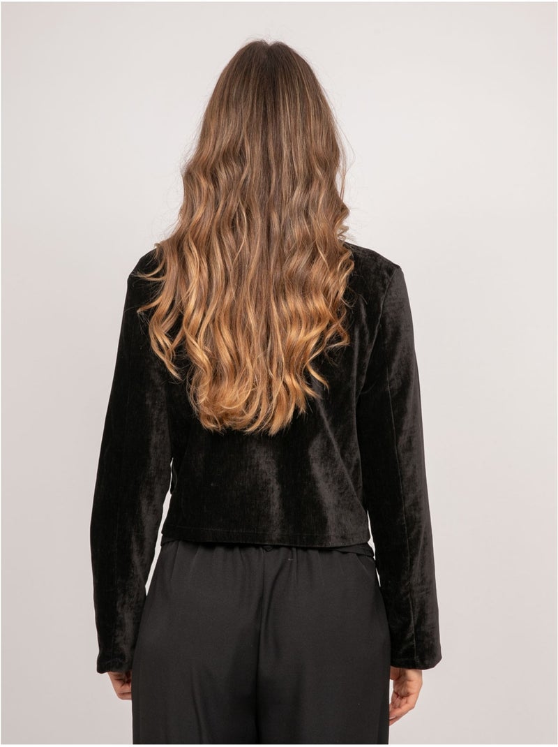 Veste courte effet velours boutons bijoux uxelle Noir - Kiabi