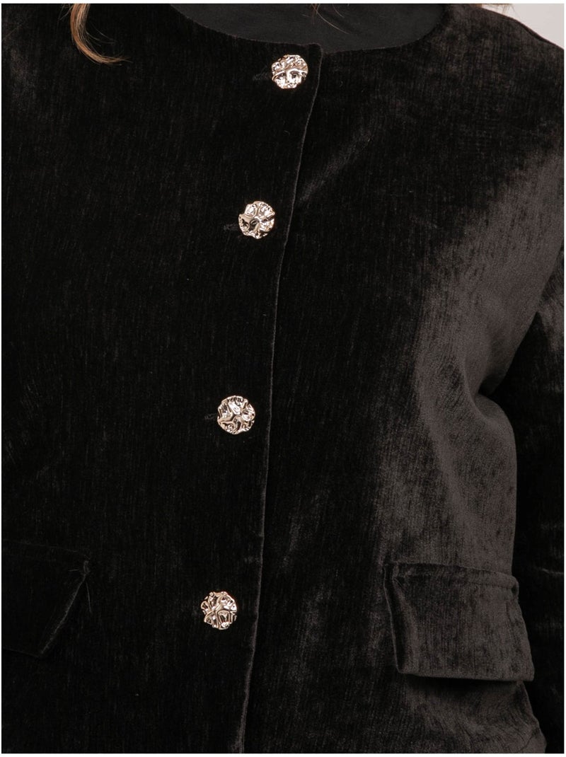 Veste courte effet velours boutons bijoux uxelle Noir - Kiabi