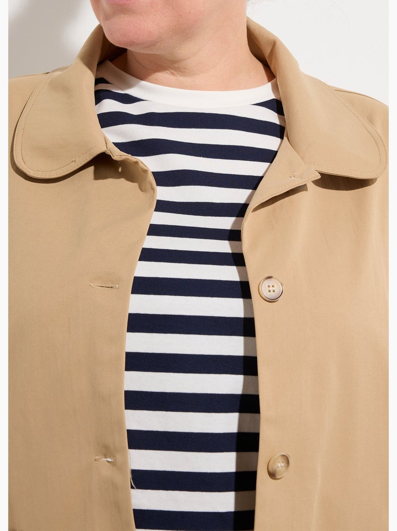 Veste courte en coton, col claudine - AFIBEL Beige - Kiabi