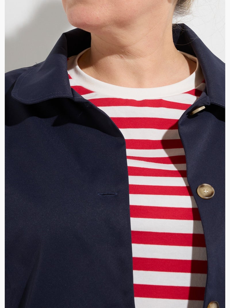 Veste courte en coton, col claudine - AFIBEL Bleu marine - Kiabi