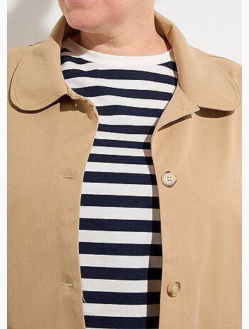 Veste courte en coton, col claudine