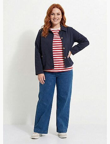 Veste courte en coton, col claudine