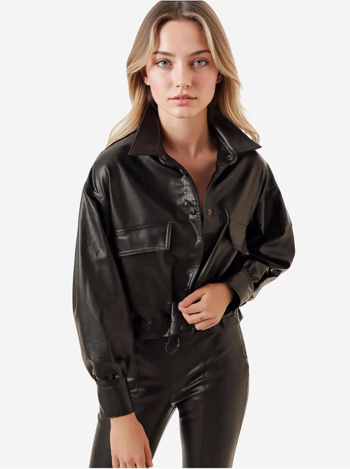 Veste courte en cuir bdart - Kiabi Veste courte en cuir bdart - Kiabi