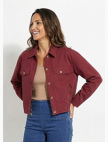 Veste courte en denim, détails ajourés - AFIBEL
